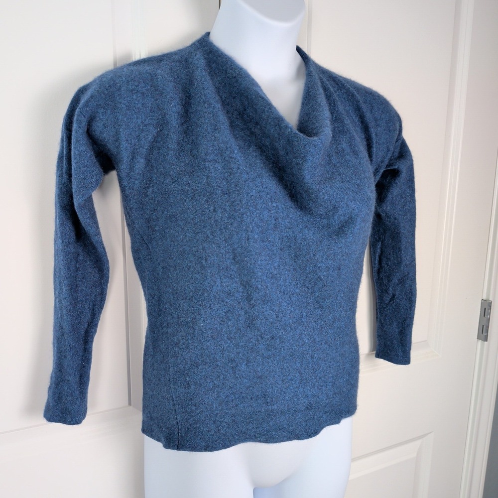 Blue‎ Cashmere Cowl Neck Long Sleeve Sweater Quiet Luxury Old Money